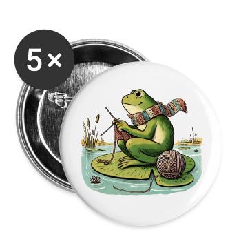 Knitting Frog - Buttons large 2.2''/56 mm (5-pack) - white - Front