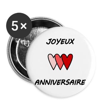ALLES GUTE ZUM GEBURTSTAG. ALLES GUTE ZUM GEBURTSTAG. JAHRESTAG. - Buttons groß 56 mm (5er Pack) - Weiß - Vorne
