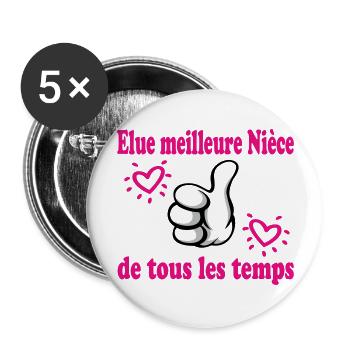 Voted best niece OF ALL TIME - Buttons large 2.2''/56 mm (5-pack) - white - Front