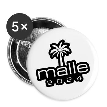 Malle 2024 Mallorca Palme - Buttons groß 56 mm (5er Pack) - Weiß - Vorne