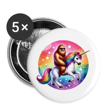 Orangutan on Rainbow Unicorn - Buttons large 2.2''/56 mm (5-pack) - white - Front