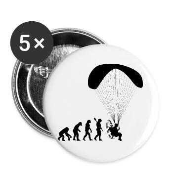 Motorschirmfahren Menschliche Evolution Lustig - Buttons groß 56 mm (5er Pack) - Weiß - Vorne