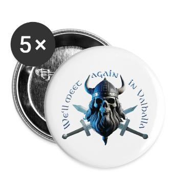 Wikinger Schädel 06 2024 08 - Buttons groß 56 mm (5er Pack) - Weiß - Vorne