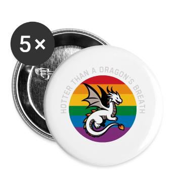 Lgbt-Drache - Buttons groß 56 mm (5er Pack) - Weiß - Vorne