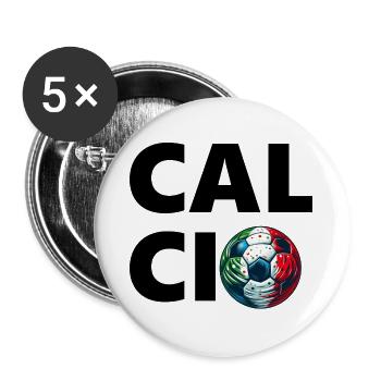 Italienischer Fußball - Buttons groß 56 mm (5er Pack) - Weiß - Vorne