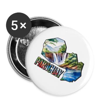 Aquarell Landkarte Paraguay - Buttons groß 56 mm (5er Pack) - Weiß - Vorne
