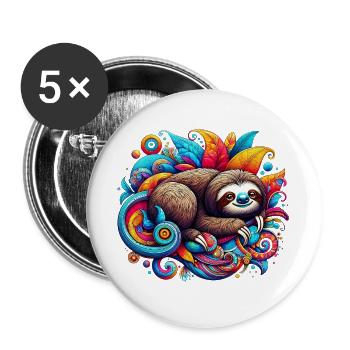 Paresse - Lot de 5 grands badges (56 mm) - blanc - Devant