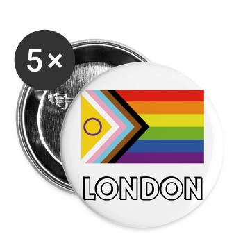 Drapeau de progrès de la fierté inclusive de Londres - Lot de 5 grands badges (56 mm) - blanc - Devant