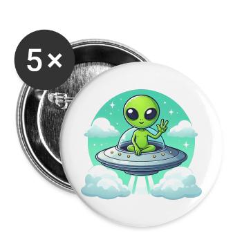 Alien Shows Peace - Buttons large 2.2''/56 mm (5-pack) - white - Front