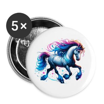 Cheval - Lot de 5 grands badges (56 mm) - blanc - Devant