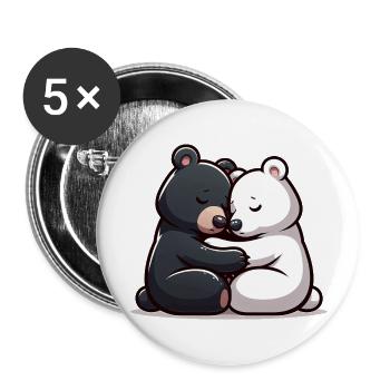Two Bears In Love - Buttons groß 56 mm (5er Pack) - Weiß - Vorne