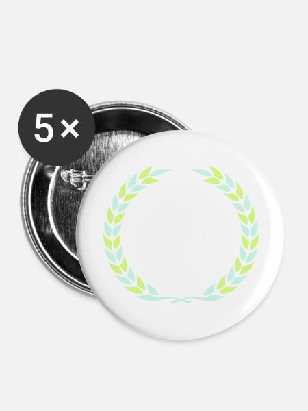 lorbeerkranz gewinner - Buttons groß 56 mm (5er Pack) - Weiß