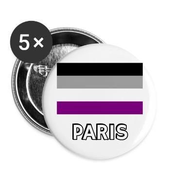 Asexualität Pride Flagge Paris - Buttons groß 56 mm (5er Pack) - Weiß - Vorne