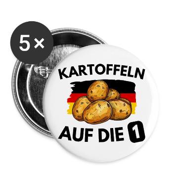 Kartoffeln auf die 1 - Buttons groß 56 mm (5er Pack) - Weiß - Vorne