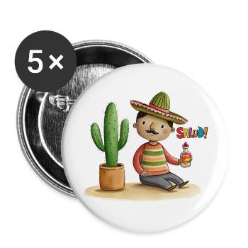 Salud! - Buttons groß 56 mm (5er Pack) - Weiß - Vorne