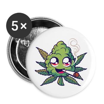 Smoking Bud - Buttons groß 56 mm (5er Pack) - Weiß - Vorne