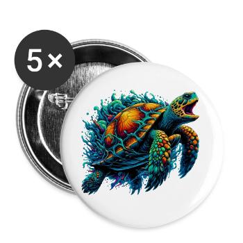 Turtle - Buttons large 2.2''/56 mm (5-pack) - white - Front