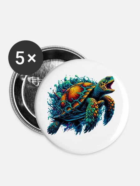 Schildkröte - Buttons groß 56 mm (5er Pack) - Weiß