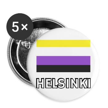 Non binary Pride Flag Helsinki - Buttons large 2.2''/56 mm (5-pack) - white - Front