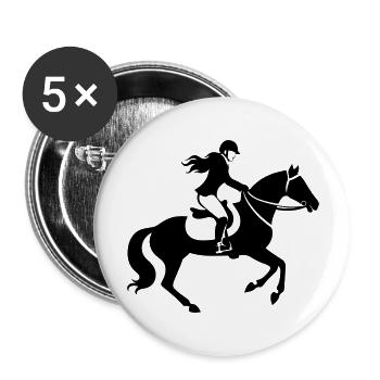 Cheval d’équitation Silhouette Femme - Lot de 5 grands badges (56 mm) - blanc - Devant