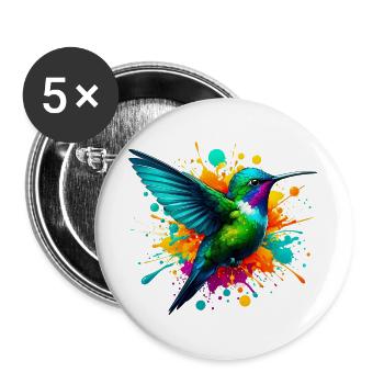 Colibri - Lot de 5 grands badges (56 mm) - blanc - Devant