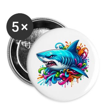 Hai - Buttons groß 56 mm (5er Pack) - Weiß - Vorne