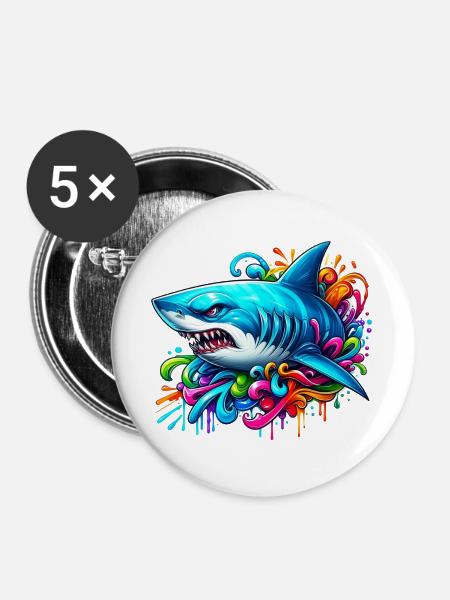 Hai - Buttons groß 56 mm (5er Pack) - Weiß