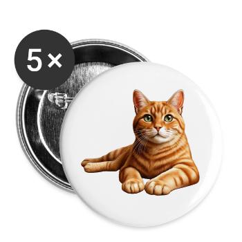 Realistic Orange Tabby Cat Portrait - Buttons large 2.2''/56 mm (5-pack) - white - Front