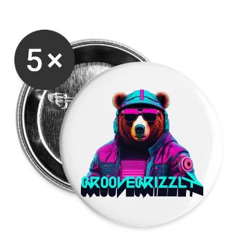 Groovegrizzly - Buttons large 2.2''/56 mm (5-pack) - white - Front