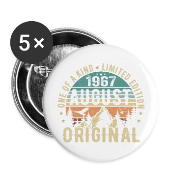 August 1967 - Geboren Im August 1967 - Geburtstags - Buttons groß 56 mm (5er Pack) - Weiß - Vorne