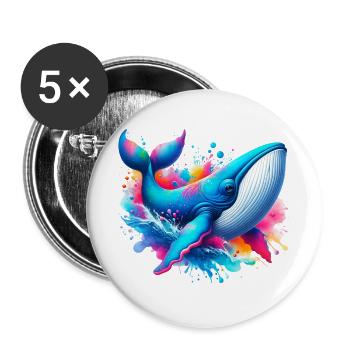 Baleine - Lot de 5 grands badges (56 mm) - blanc - Devant