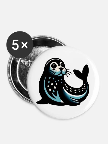 Siegel - Buttons groß 56 mm (5er Pack) - Weiß