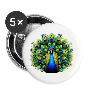 Peacock - Buttons large 2.2''/56 mm (5-pack) - white - Front
