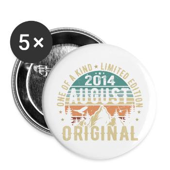 Août 2014 - Né(e) en Août 2014 - Anniversaire - Lot de 5 grands badges (56 mm) - blanc - Devant