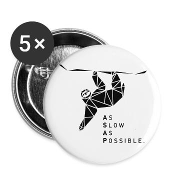 Faultier Origami lustiges T-Shirt cooler Spruch - Buttons groß 56 mm (5er Pack) - Weiß - Vorne