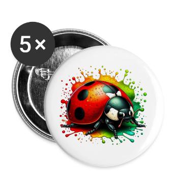 Marienkäfer - Buttons groß 56 mm (5er Pack) - Weiß - Vorne