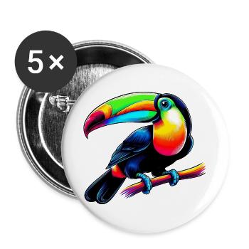 Toucan - Lot de 5 grands badges (56 mm) - blanc - Devant