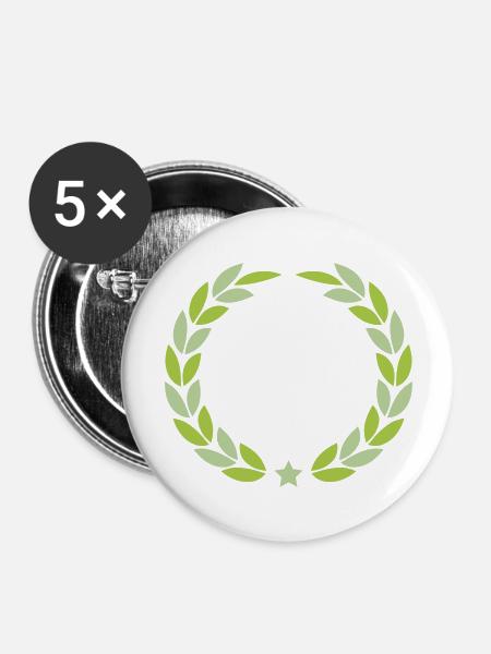 lorbeerkranz - Buttons groß 56 mm (5er Pack) - Weiß