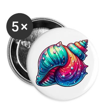 Coquille - Lot de 5 grands badges (56 mm) - blanc - Devant