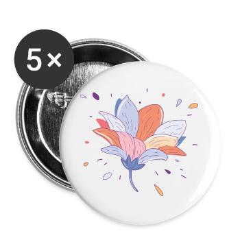 Sommerblume - Buttons groß 56 mm (5er Pack) - Weiß - Vorne
