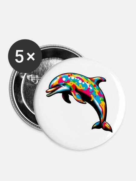 Delfin - Buttons groß 56 mm (5er Pack) - Weiß
