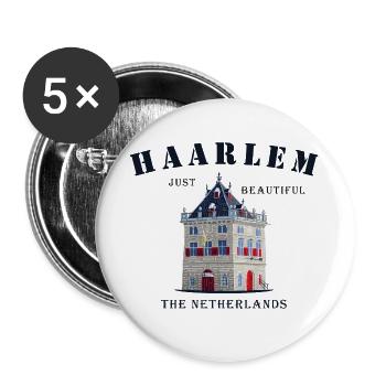 Haarlem Facade De Waag, Netherlands Hand Drawing - Buttons large 2.2''/56 mm (5-pack) - white - Front