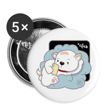 Dog Korean - Japanese Style 03 - Buttons large 2.2''/56 mm (5-pack) - white - Front
