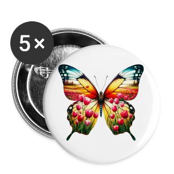 Butterfly tulips tulip Holland - Buttons large 2.2''/56 mm (5-pack) - white - Front