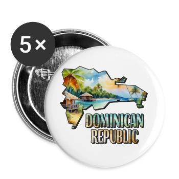 Aquarell Landkarte Dominikanische Republik - Buttons groß 56 mm (5er Pack) - Weiß - Vorne