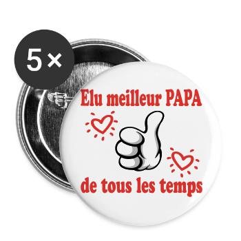 VOTED BEST DAD EVER - Buttons large 2.2''/56 mm (5-pack) - white - Front