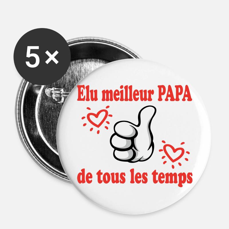 VOTED BEST DAD EVER - Buttons large 2.2''/56 mm (5-pack) - white
