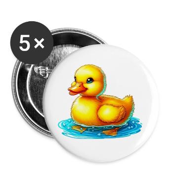 Caneton Canard Canard Canard - Lot de 5 grands badges (56 mm) - blanc - Devant