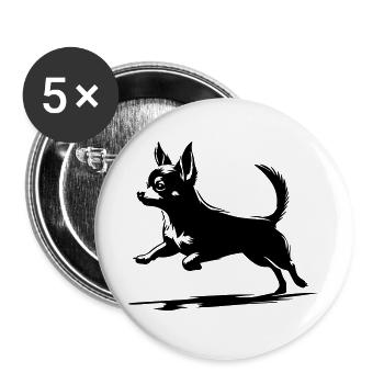 Chihuahua - Lot de 5 grands badges (56 mm) - blanc - Devant