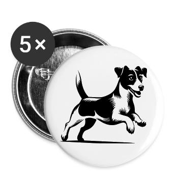 Jack Russell Terrier - Lot de 5 grands badges (56 mm) - blanc - Devant